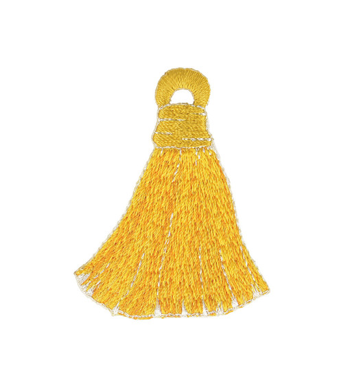 Set of 3 iron-on patches with yellow/green pompoms 4.5x5.5cm