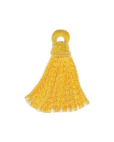 Set of 3 iron-on patches with yellow/green pompoms 4.5x5.5cm