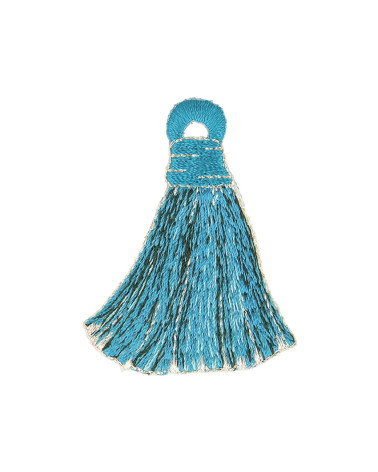 Lot de 3 écussons thermocollants Pompons bleu/jaune 4,5x5,5cm