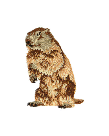 Set of 3 left groundhog head iron-on patches 3.7cm x 5.2cm