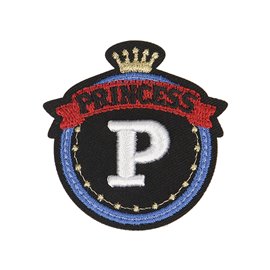 Lot de 3 écussons thermocollants badge royal P Princess 5cm