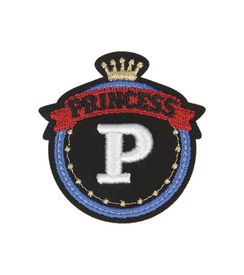 Lot de 3 écussons thermocollants badge royal P Princess 5cm