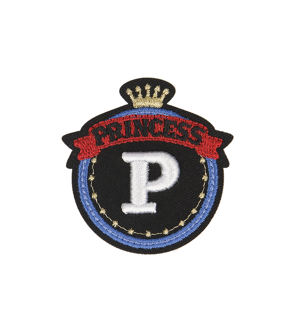 Lot de 3 écussons thermocollants badge royal P Princess 5cm