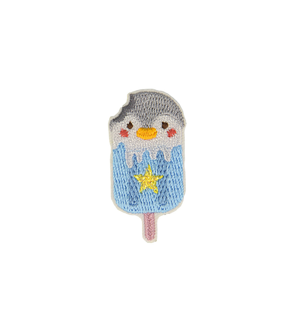 Set of 3 iron-on patches ice cream animals penguin 2.1cm x 4.2cm