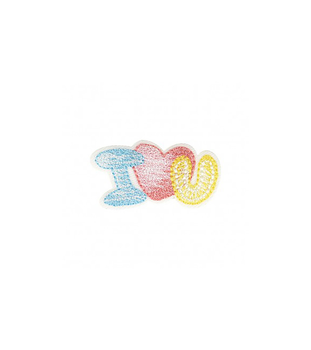 Set of 3 iloveu iron-on patches 3x2cm