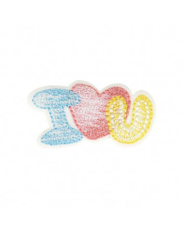Set of 3 iloveu iron-on patches 3x2cm