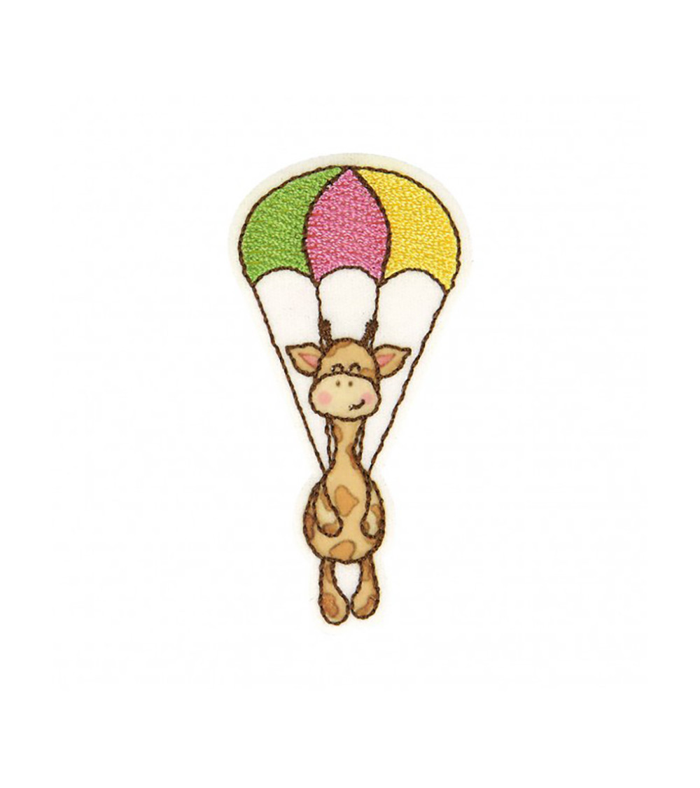 Set mit 3 Aufnähern zum Aufbügeln, süße Giraffe, Heißluftballon, 7 x 4 cm