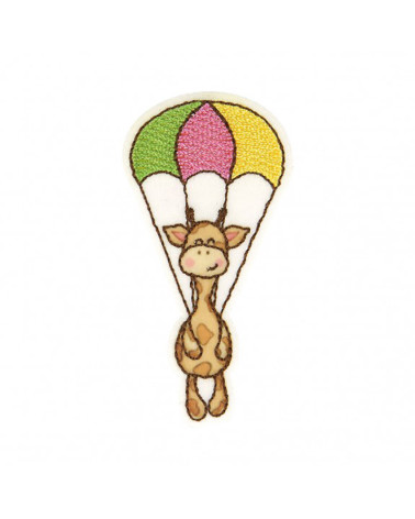 Set mit 3 Aufnähern zum Aufbügeln, süße Giraffe, Heißluftballon, 7 x 4 cm