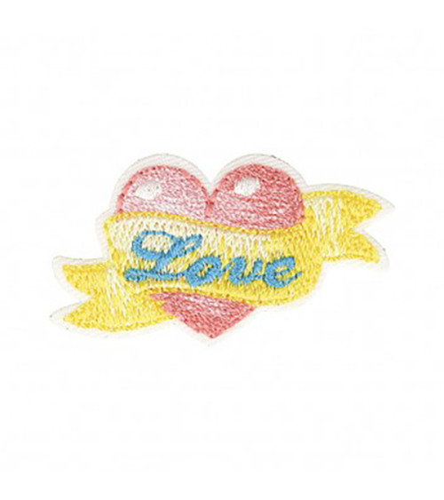Lot de 3 écussons thermocollants coeur love 3x2cm