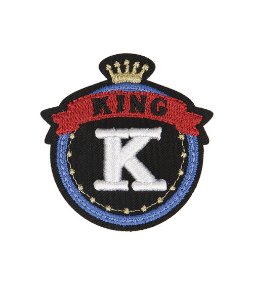 Lot de 3 écussons thermocollants badge royal K King 5cm