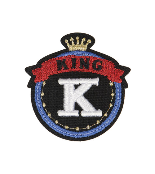 Set of 3 iron-on royal K King badge patches 5cm