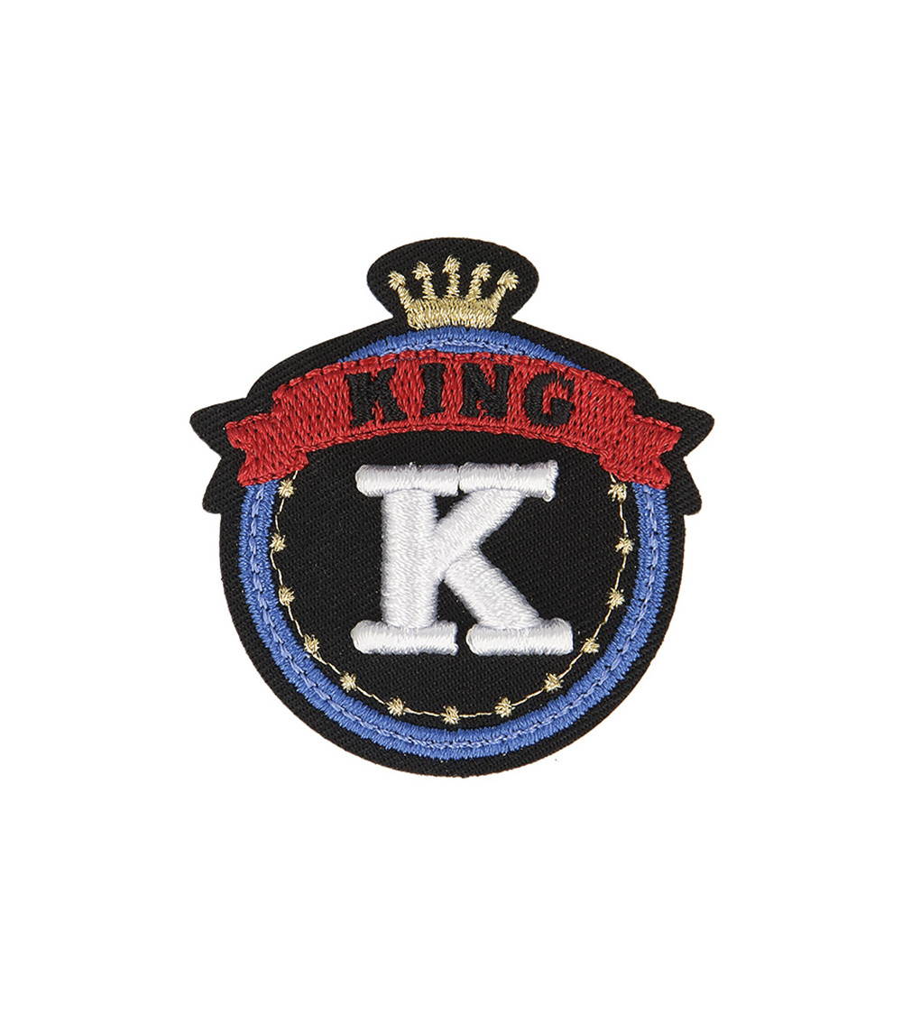 Lot de 3 écussons thermocollants badge royal K King 5cm