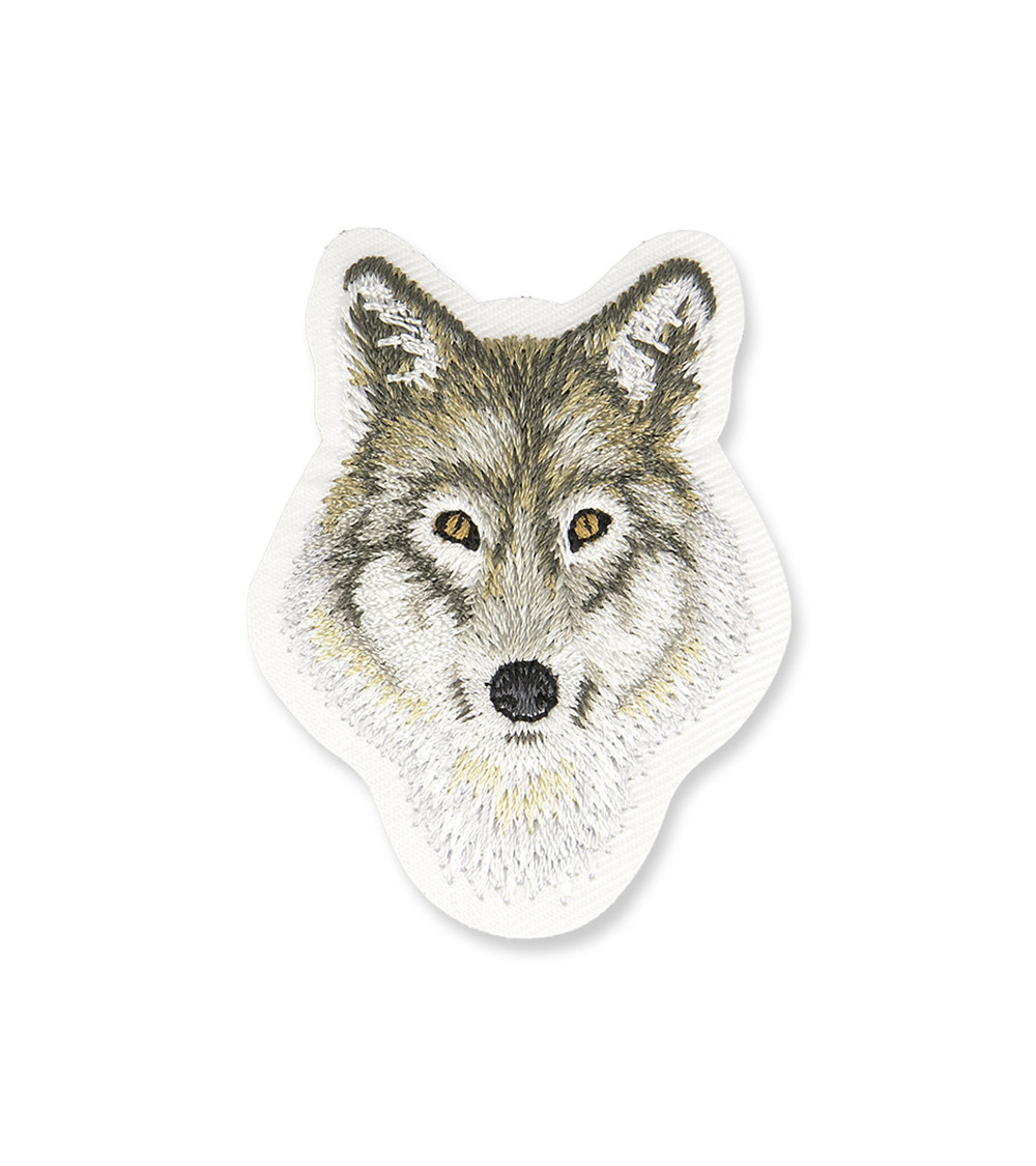 Set of 3 iron-on wolf head patches 4x5cm