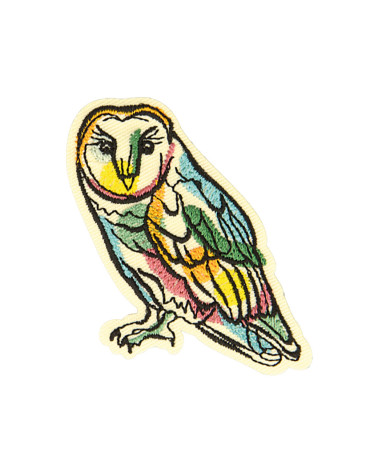 Set of 3 iron-on patches in natural color owl 4.6cm x 5.7cm