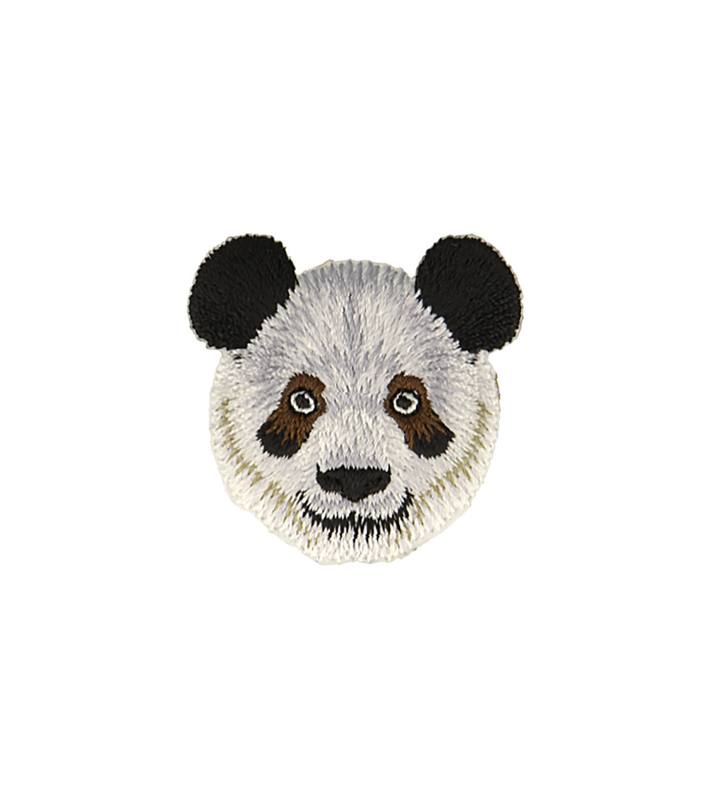 Set di 3 toppe termoadesive con perle panda 5,5x3,5 cm