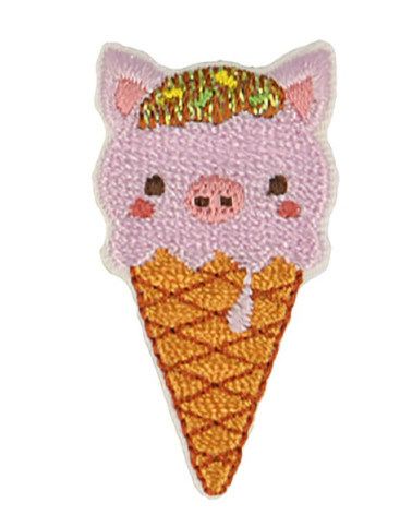 Lot de 3 écussons thermocollants animaux glaces cochon 2,3cm x 4,2cm