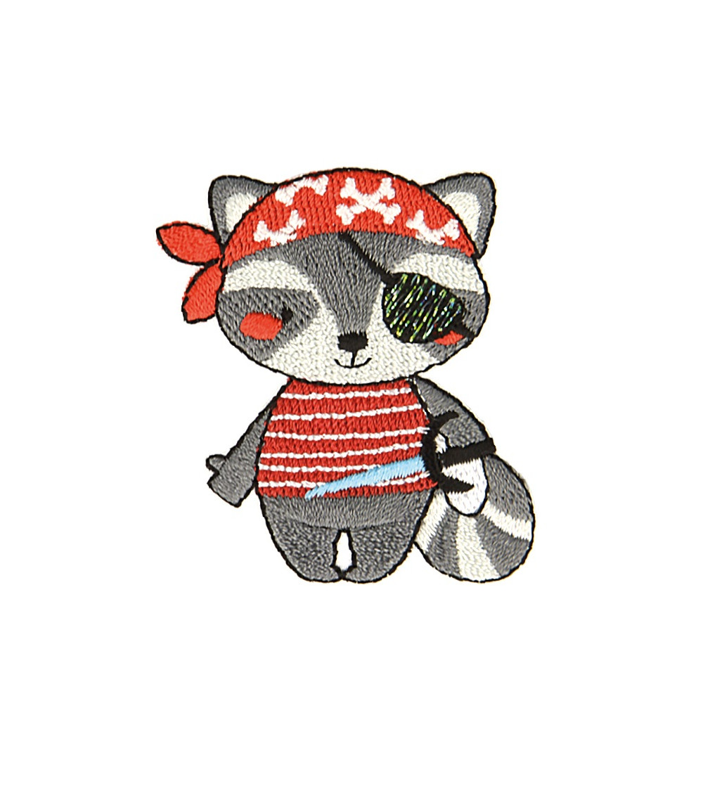 Set di 3 toppe termoadesive con animali procione pirata 2,3 cm x 4,2 cm