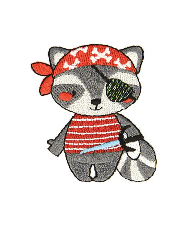Set di 3 toppe termoadesive con animali procione pirata 2,3 cm x 4,2 cm