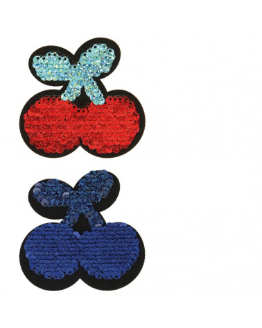 Set di 3 toppe termoadesive glitter reversibili 9x4 cm ciliegie