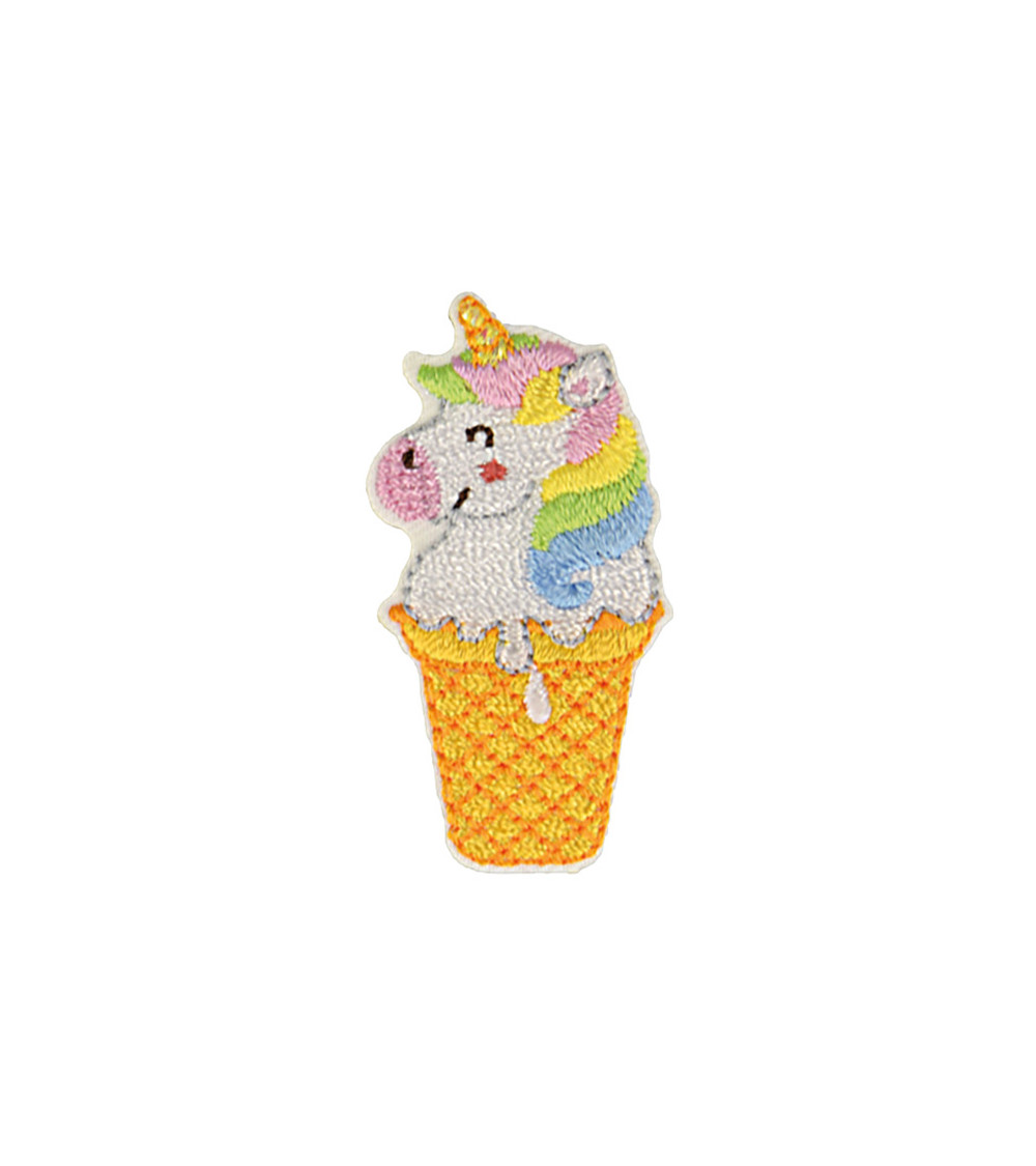 Lot de 3 écussons thermocollants animaux glaces licorne 2,4cm x 4,4cm