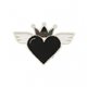 Lot de 3 écussons thermocollants cœur avec ailes noir 4x6cm