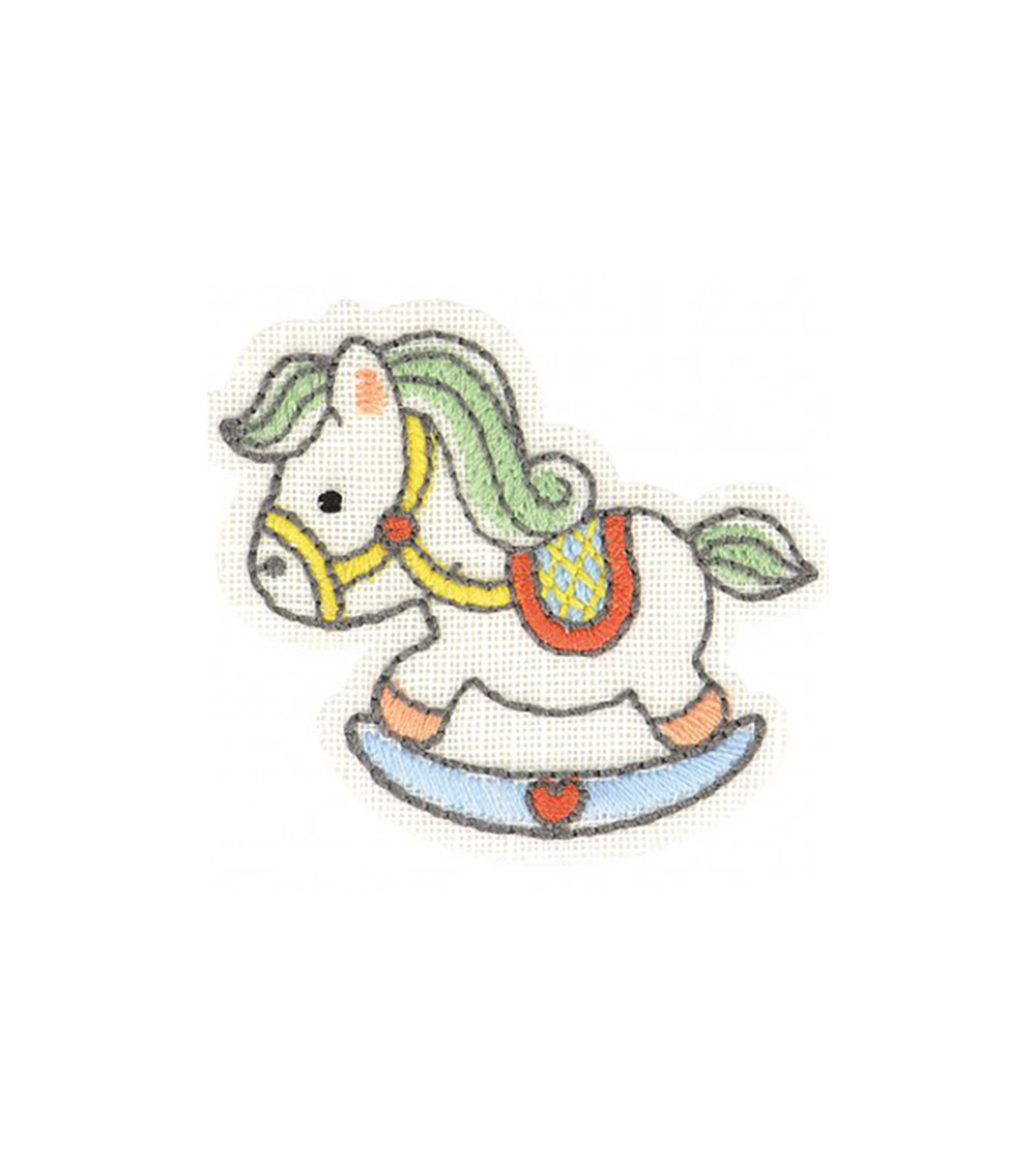 Set of 3 rocking horse iron-on patches 4.5x4.5cm