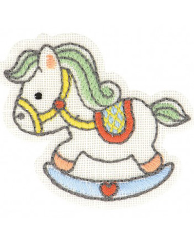 Set of 3 rocking horse iron-on patches 4.5x4.5cm