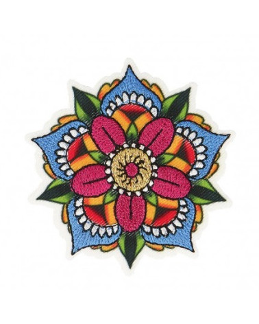 Set of 3 iron-on tattoo flower patches 5.5x5.5cm
