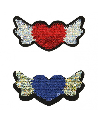 Reversible glitter iron-on patch 9x4cm heart