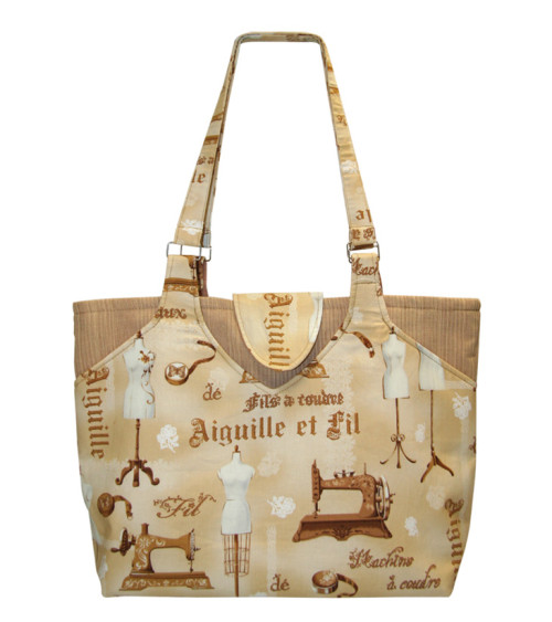 Sewing/knitting bag 35cmx11cmx38cm brown stitching