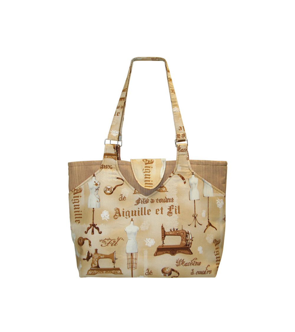 Sewing/knitting bag 35cmx11cmx38cm brown stitching