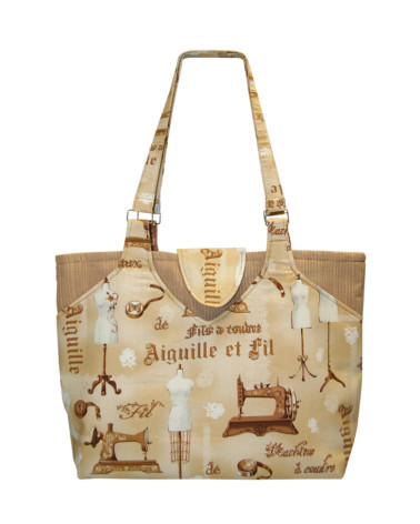 Sewing/knitting bag 35cmx11cmx38cm brown stitching