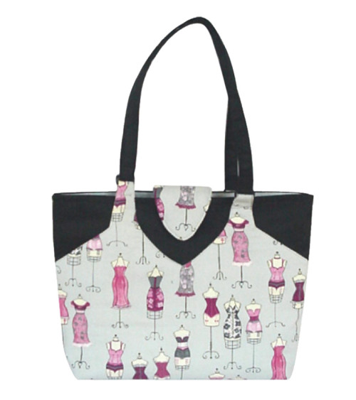 Sewing/knitting bag 35cmx11cmx38cm gray and pink couture