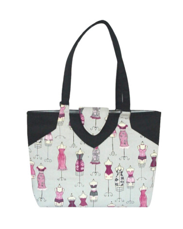 Sewing/knitting bag 35cmx11cmx38cm gray and pink couture
