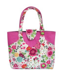 Sac couture/tricot 35cmx11cmx38cm fleuri rose