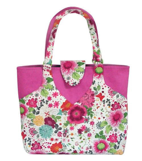 Sac couture/tricot 35cmx11cmx38cm fleuri rose