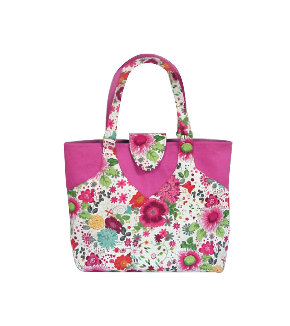 Borsa couture/tricot 35cmx11cmx38cm fleuri rose