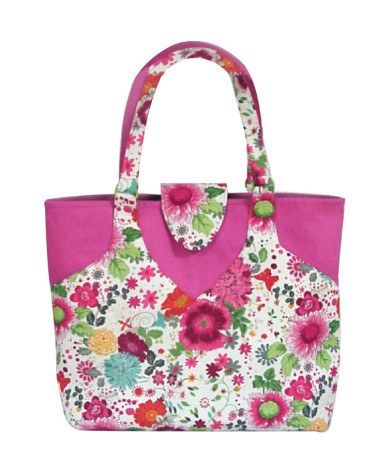 Borsa couture/tricot 35cmx11cmx38cm fleuri rose