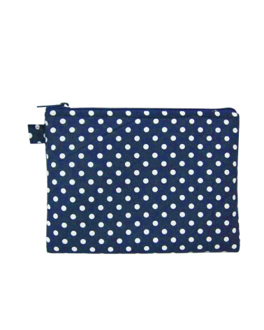 Make-up-Beutel 16cmx21cm weiße Punkte/blauer Hintergrund