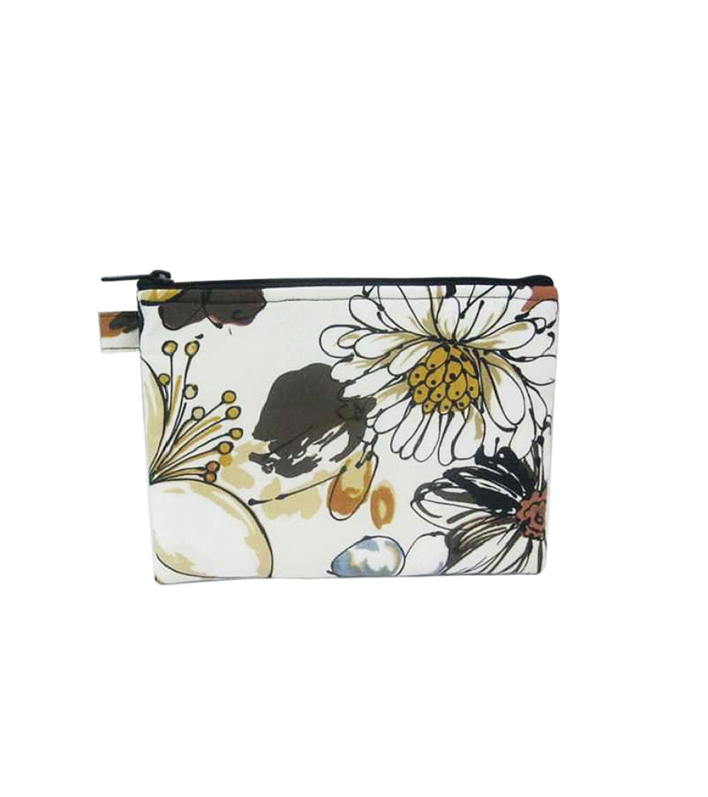 Pochette maquillage 16cmx21cm fleuri gris