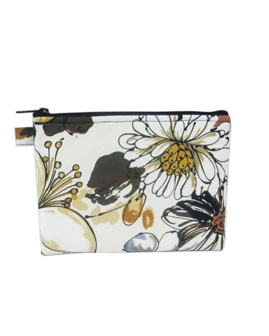 Neceser de maquillaje 16cmx21cm gris floral