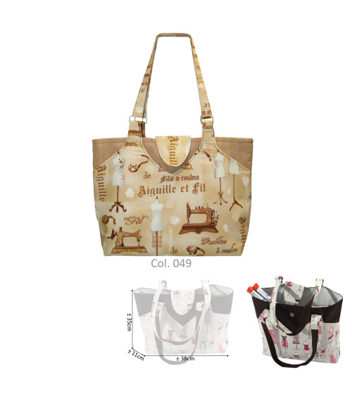 Sewing/knitting bag 35cmx11cmx38cm brown stitching