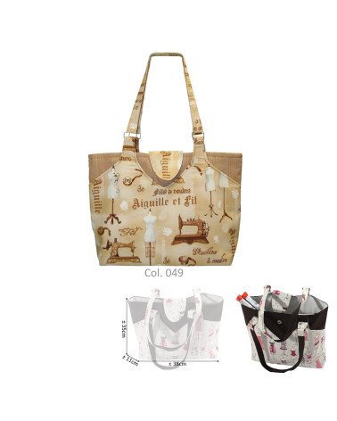 Sewing/knitting bag 35cmx11cmx38cm brown stitching