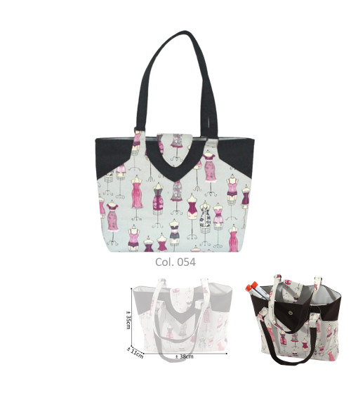Sewing/knitting bag 35cmx11cmx38cm gray and pink couture