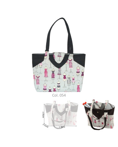 Sewing/knitting bag 35cmx11cmx38cm gray and pink couture