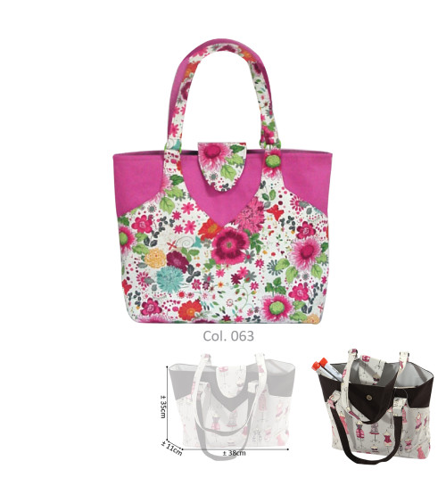 Borsa couture/tricot 35cmx11cmx38cm fleuri rose