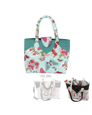 Sac couture/tricot 35cmx11cmx38cm fleuri bleu