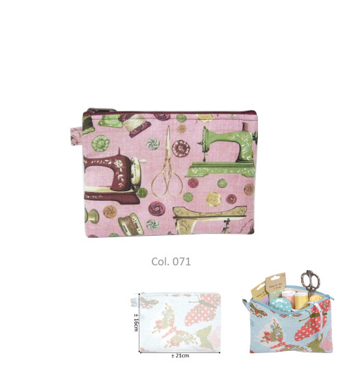 Custodia per il trucco 16 cm x 21 cm con cuciture rosa