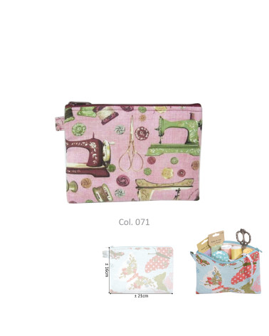 Custodia per il trucco 16 cm x 21 cm con cuciture rosa
