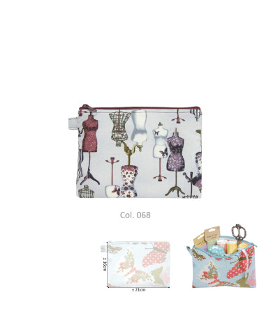 Pochette maquillage 16cmx21cm mannequins gris